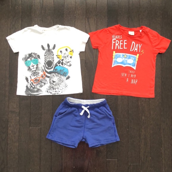 Bundle Zara Baby -2 T-shirts, 1 shorts for 2/3 yrs - Picture 1 of 5